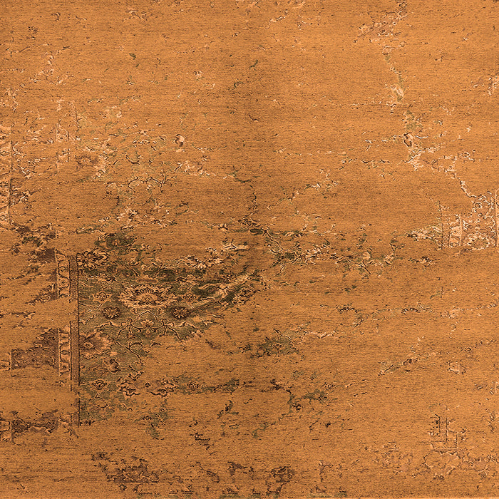 Square Machine Washable Oriental Orange Industrial Area Rugs, wshurb1355org