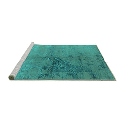 Sideview of Machine Washable Oriental Turquoise Industrial Area Rugs, wshurb1355turq