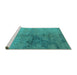 Sideview of Machine Washable Oriental Turquoise Industrial Area Rugs, wshurb1355turq