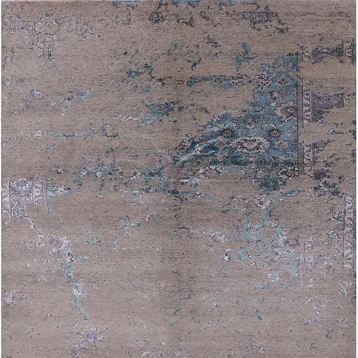 Square Mid-Century Modern Rosy Brown Pink Oriental Rug, urb1355