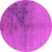 Round Oriental Pink Industrial Rug, urb1355pnk