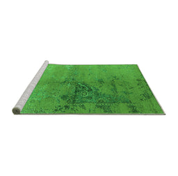 Sideview of Machine Washable Oriental Green Industrial Area Rugs, wshurb1355grn