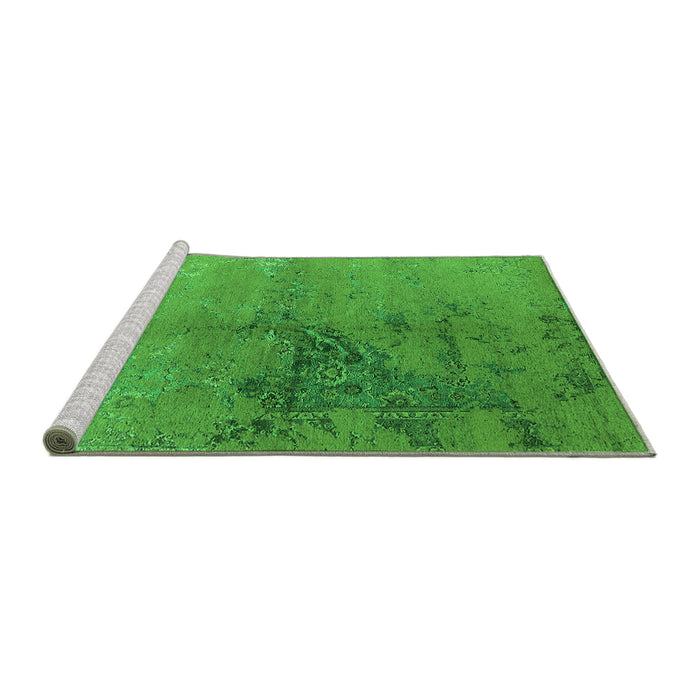 Sideview of Machine Washable Oriental Green Industrial Area Rugs, wshurb1355grn