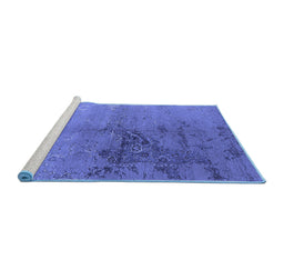 Sideview of Machine Washable Oriental Blue Industrial Rug, wshurb1355blu