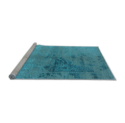 Sideview of Machine Washable Oriental Light Blue Industrial Rug, wshurb1355lblu
