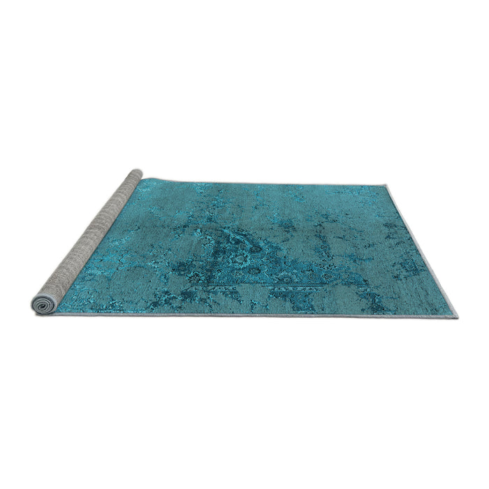 Sideview of Machine Washable Oriental Light Blue Industrial Rug, wshurb1355lblu