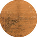 Round Oriental Orange Industrial Rug, urb1355org