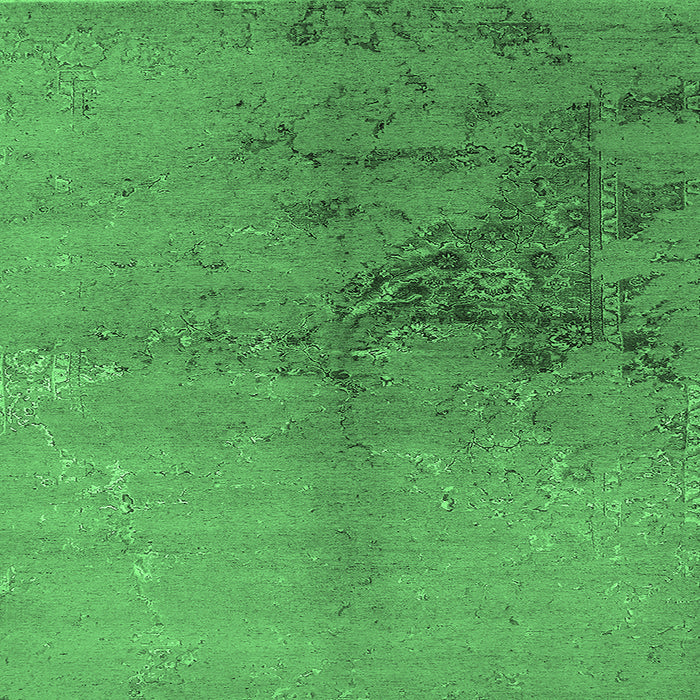 Square Machine Washable Oriental Emerald Green Industrial Area Rugs, wshurb1355emgrn