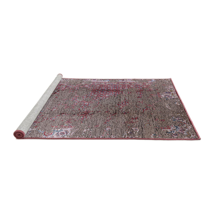 Sideview of Machine Washable Industrial Modern Rosy Brown Pink Rug, wshurb1356