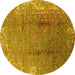 Round Oriental Yellow Industrial Rug, urb1356yw