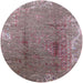 Round Machine Washable Industrial Modern Rosy Brown Pink Rug, wshurb1356