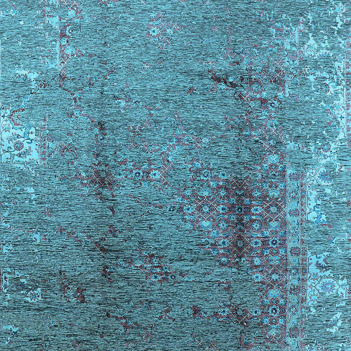 Machine Washable Oriental Light Blue Industrial Rug, wshurb1356lblu