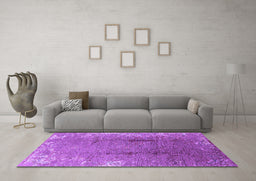 Machine Washable Oriental Purple Industrial Area Rugs in a Living Room, wshurb1356pur