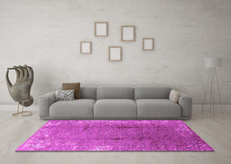 Machine Washable Oriental Pink Industrial Rug in a Living Room, wshurb1356pnk