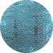 Round Oriental Light Blue Industrial Rug, urb1356lblu