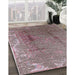 Mid-Century Modern Rosy Brown Pink Oriental Rug in Family Room, urb1356