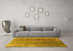 Machine Washable Oriental Yellow Industrial Rug in a Living Room, wshurb1356yw