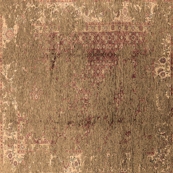 Square Machine Washable Oriental Brown Industrial Rug, wshurb1356brn