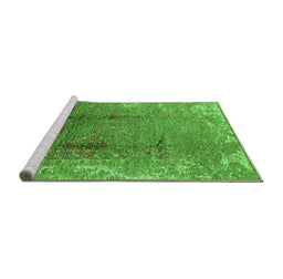Sideview of Machine Washable Oriental Green Industrial Area Rugs, wshurb1356grn