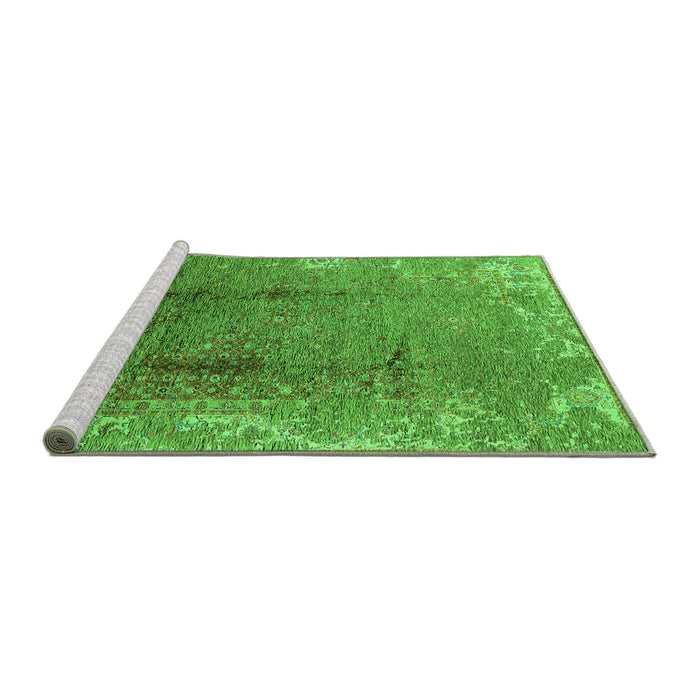 Sideview of Machine Washable Oriental Green Industrial Area Rugs, wshurb1356grn