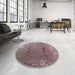 Round Machine Washable Industrial Modern Rosy Brown Pink Rug in a Office, wshurb1356