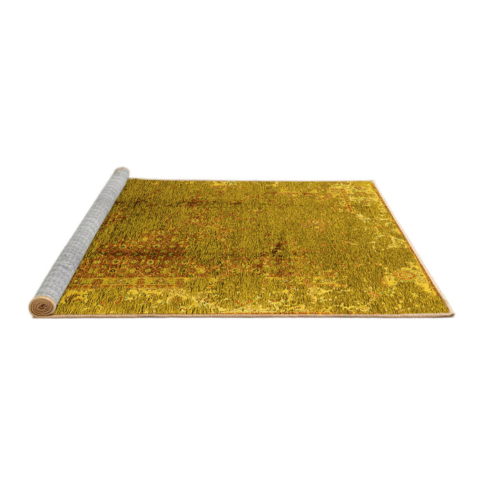 Sideview of Machine Washable Oriental Yellow Industrial Rug, wshurb1356yw