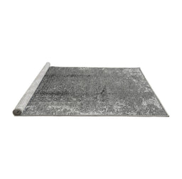 Sideview of Machine Washable Oriental Gray Industrial Rug, wshurb1356gry