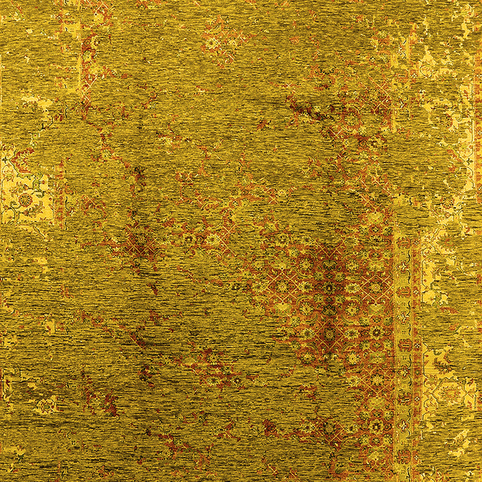 Machine Washable Oriental Yellow Industrial Rug, wshurb1356yw