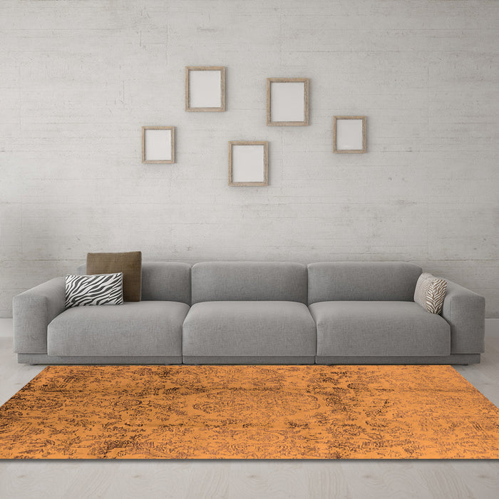 Machine Washable Oriental Orange Industrial Area Rugs in a Living Room, wshurb1357org