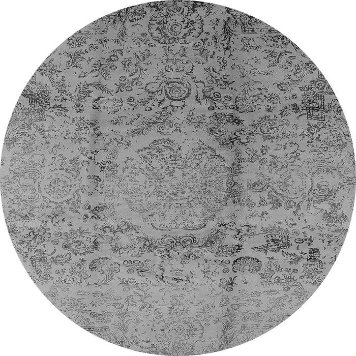 Round Machine Washable Oriental Gray Industrial Rug, wshurb1357gry