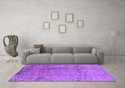 Machine Washable Oriental Purple Industrial Area Rugs in a Living Room, wshurb1357pur