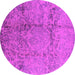 Round Machine Washable Oriental Pink Industrial Rug, wshurb1357pnk