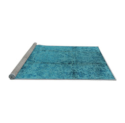 Sideview of Machine Washable Oriental Light Blue Industrial Rug, wshurb1357lblu