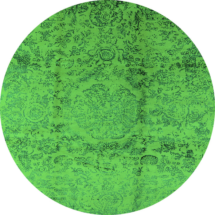 Round Oriental Green Industrial Rug, urb1357grn