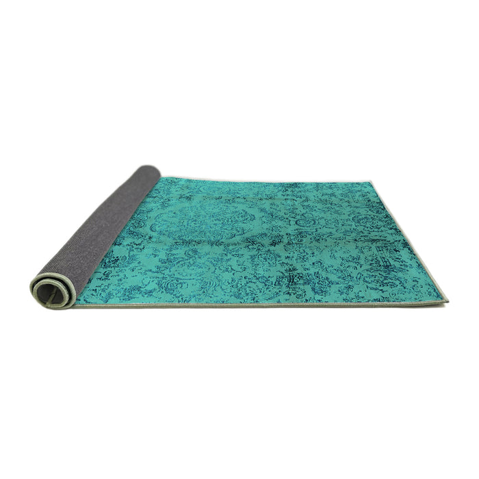 Sideview of Oriental Turquoise Industrial Rug, urb1357turq