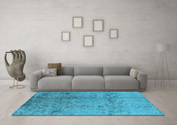 Machine Washable Oriental Light Blue Industrial Rug in a Living Room, wshurb1357lblu