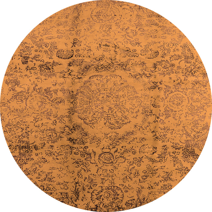 Round Oriental Orange Industrial Rug, urb1357org