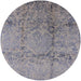 Round Mid-Century Modern Dark Gray Oriental Rug, urb1357