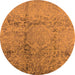 Round Machine Washable Oriental Orange Industrial Area Rugs, wshurb1357org