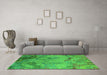 Machine Washable Oriental Green Industrial Area Rugs in a Living Room,, wshurb1358grn