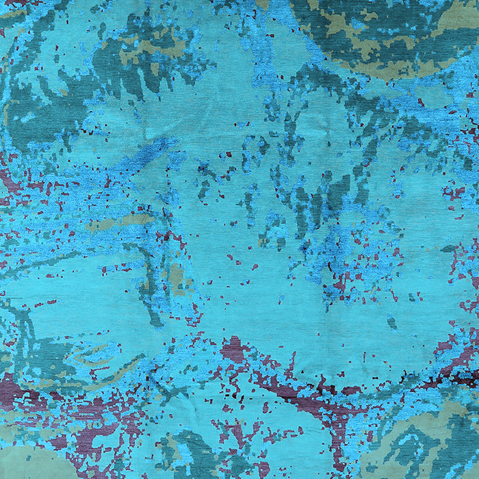 Machine Washable Oriental Light Blue Industrial Rug, wshurb1358lblu