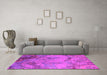 Machine Washable Oriental Pink Industrial Rug in a Living Room, wshurb1358pnk