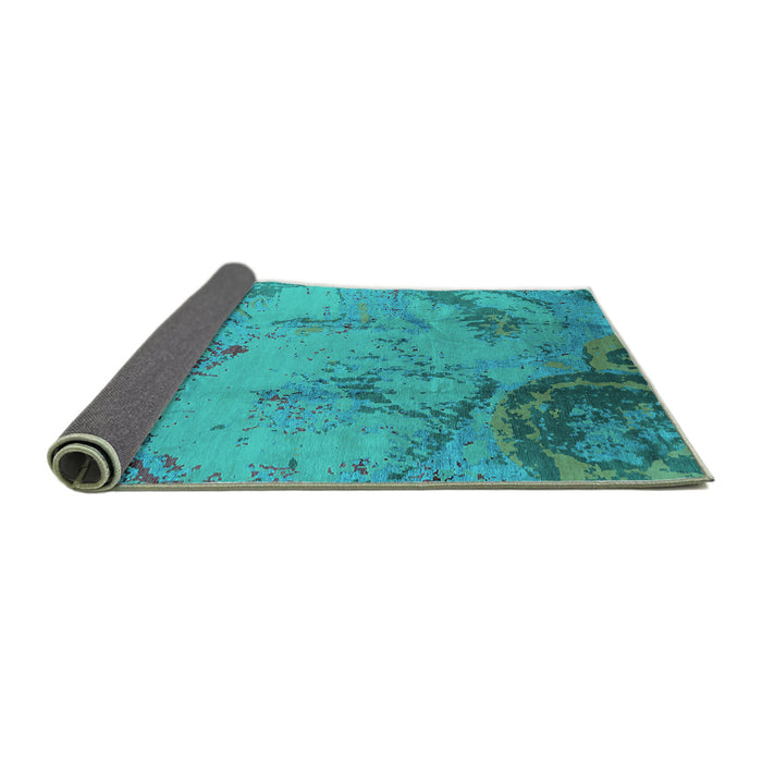 Sideview of Oriental Turquoise Industrial Rug, urb1358turq
