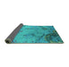 Sideview of Oriental Turquoise Industrial Rug, urb1358turq