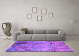 Machine Washable Oriental Purple Industrial Area Rugs in a Living Room, wshurb1358pur