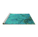 Sideview of Machine Washable Oriental Turquoise Industrial Area Rugs, wshurb1358turq