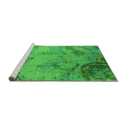 Sideview of Machine Washable Oriental Green Industrial Area Rugs, wshurb1358grn