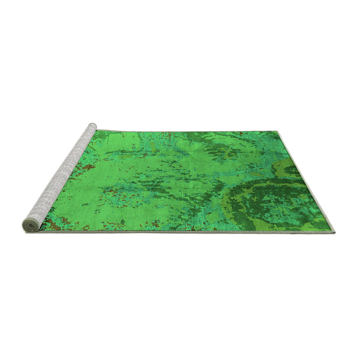 Sideview of Machine Washable Oriental Green Industrial Area Rugs, wshurb1358grn