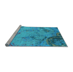 Sideview of Machine Washable Oriental Light Blue Industrial Rug, wshurb1358lblu