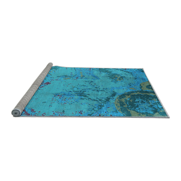 Sideview of Machine Washable Oriental Light Blue Industrial Rug, wshurb1358lblu